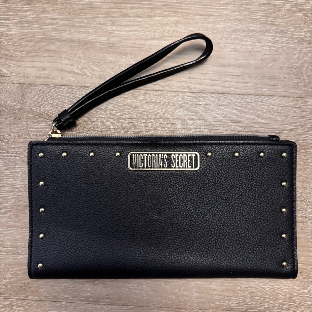 Victoria's Secret Black Wallet with Gold Studs